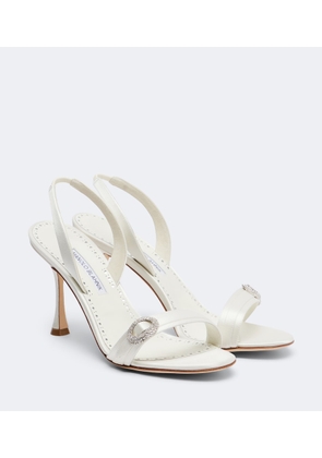 Manolo Blahnik Zutosan embellished satin slingback sandals