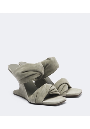 Rick Owens Twisted Cantilever suede wedge mules