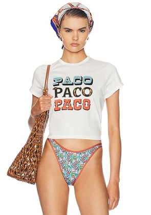 RABANNE Paco Graphic Tee in White - White. Size L (also in M).