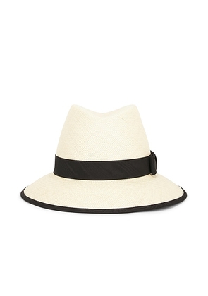Valentino Garavani V Logo Signature Fedora in Naturale  Nero  & Antique Light Gold - Brown. Size 58 (also in 57).
