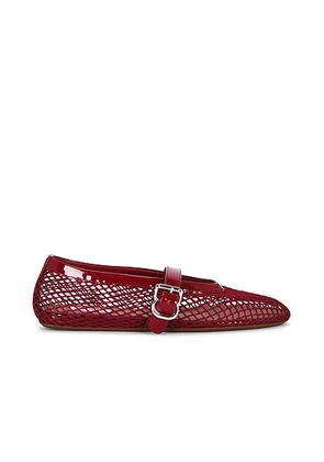 ALAÏA ALAΪA La Ballerine Fishnet Flat in Rouge Carmin - Burgundy. Size 39 (also in 36.5, 37.5, 38, 39.5, 40, 40.5, 41, 42).