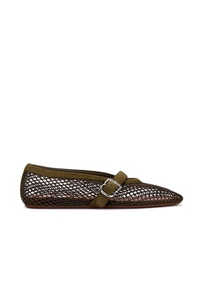 ALAÏA ALAΪA La Ballerine Fishnet Flat in Vert Camouflage - Green. Size 38 (also in 36, 37.5, 36.5, 39.5, 39, 40, 38.5).