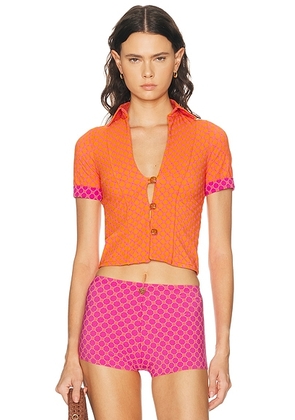 Caro Luna Ari Shirt in Pink & Orange - Multi. Size M (also in S).