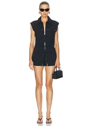 Alexander Wang Workwear Mini Romper in Washed Black - Black. Size 6 (also in 0, 2, 4, 8).