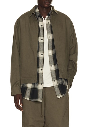 Fear of God ESSENTIALS Work Jacket in Moss - Green. Size XS (also in S, M, L, XXL/2X, XXXL/3X).
