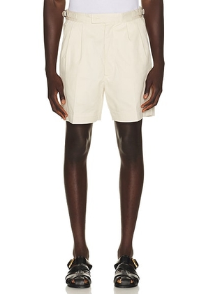 Percival Blake Double Pleated Shorts in Ecru - Cream. Size 36 (also in 30, 32, 34).