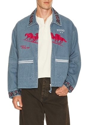 Found Jockey Club Embroidered Jacket in Faded Navy - Blue. Size S (also in L, M, XXL/2X).