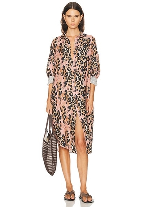 R13 Jumbo Shirt Dress in Pink Leopard - Pink. Size XS/S (also in M/L).