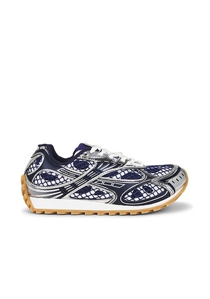 Bottega Veneta Orbit Sneaker in Abyss & Silver - Navy,Metallic Silver. Size 36 (also in 37, 38, 39, 40, 41, 35).