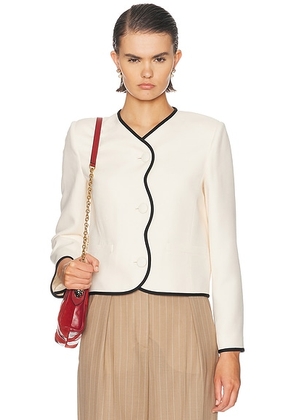 Valentino Crepe Couture Jacket in Vaniglia & Nero - Cream. Size 44 (also in ).