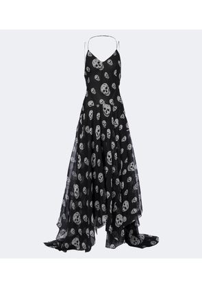 McQueen Skull silk chiffon maxi dress