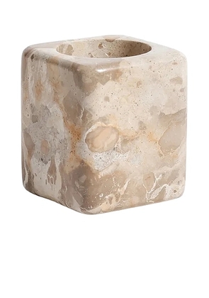 The Favorites Marble Vanity Jar in Crema Fossil - Cream. Size all.