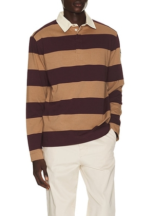 Moncler Long Sleeve Polo in Chicory Coffee - Multi. Size XXL/2X (also in S, M, L, XL/1X).