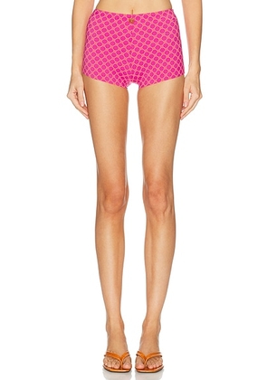 Caro Luna Antonia Mini Short in Pink & Orange - Multi. Size S (also in M, L).