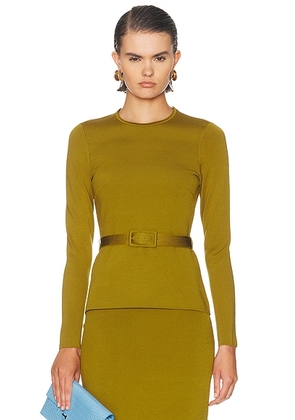 TOM FORD Fitted Crewneck Sweater in Olivine Green - Olive. Size S (also in M, L).