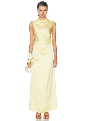 L'Academie Estelle Silk Dress in Butter Yellow - Yellow. Size XS (also in XXS, S, M, L, XL).