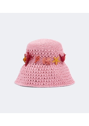 Aquazzura Embellished crochet bucket hat