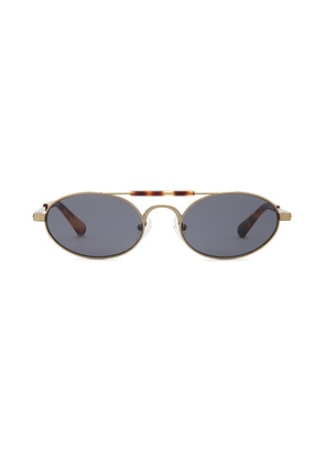 Dries Van Noten Oval Sunglasses in Antique Gold  Tortoise Shell  & Grey - Brown. Size all.