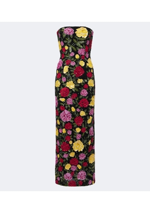 La Fuori Sequined floral bustier gown