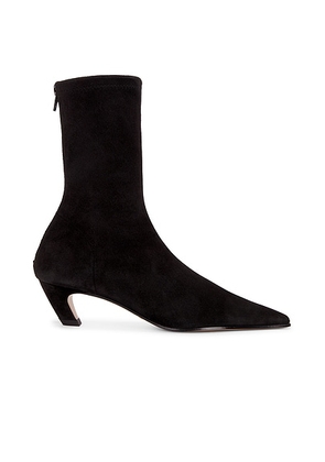 KHAITE Arizona Suede Ankle 40 Boot in Black - Black. Size 39.5 (also in 36, 36.5, 37, 37.5, 38, 38.5, 39, 41).