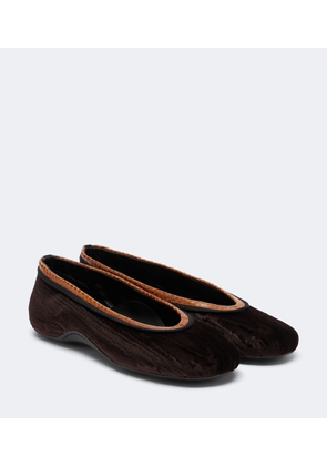 Dries Van Noten Leather-trimmed velvet ballet flats