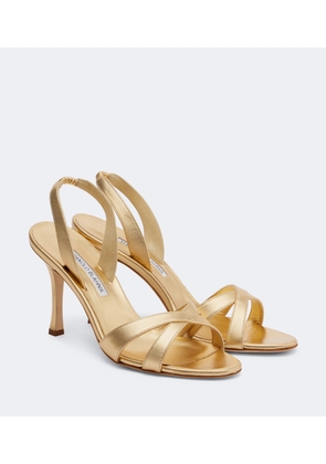 Manolo Blahnik Callasi metallic leather slingback sandals