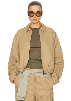 Fear of God ESSENTIALS Full Zip Work Jacket in Dune - Brown. Size M (also in XS, S, L, XL).