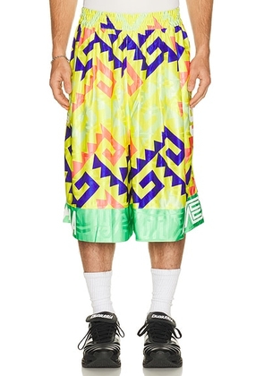 Adidas Originals x Willy Chavarria Portero Shorts in Solar Lemon  Pure Purple  & Solar Turbo - Multi. Size XL/1X (also in XS, S, M, L, XXL/2X).