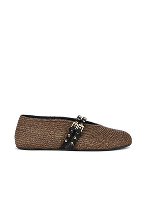 ALAÏA La Ballerine Paperstraw Flat in Brun - Beige. Size 41 (also in 37, 39, 40, 38).