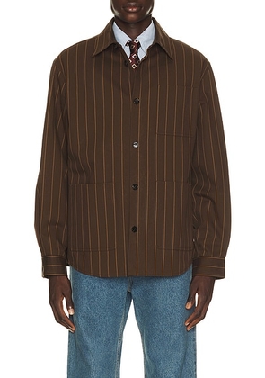 Valentino Striped Overshirt in Testa Di Moro & Tabacco - Brown. Size 46 (also in 48).