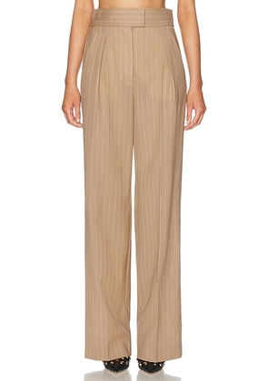 Valentino Faded Pinstripe Pant in Fango & Avorio Sporco - Brown. Size 38 (also in 40, 42, 44).