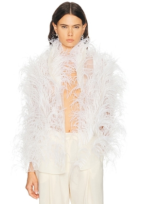 LaPointe Marbled Feathers Jacket in Cream - Cream. Size XS (also in ).