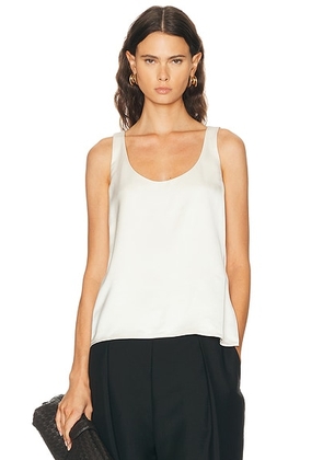Rohe Satin Scoop Neck Top in Ivory - Ivory. Size 34 (also in 38, 40, 42).