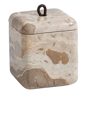 The Favorites Marble Lidded Vanity Jar in Crema Fossil - Cream. Size all.