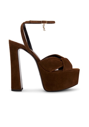 Saint Laurent Franciane Platform Sandal in Dark Havana - Brown. Size 36.5 (also in 36, 37.5, 38.5, 39, 40.5, 41, 37, 38, 39.5, 40).