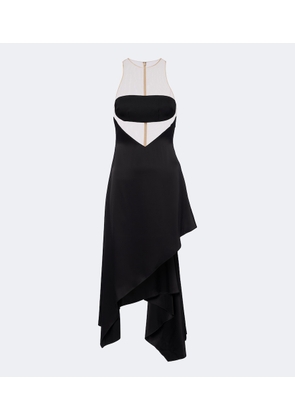 David Koma Asymmetric mesh-paneled midi dress