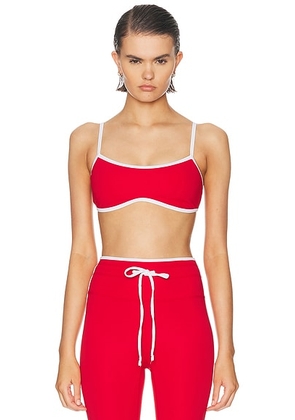 YEAR OF OURS Sport Monica Bra in Cherry & White - Red. Size S (also in XS, M, L).