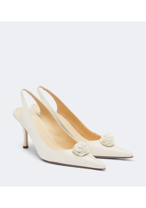 Magda Butrym Floral-applique satin slingback pumps