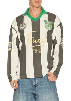Found Striped Sport Long Sleeve Jersey in Faded Black & Off-white - Black. Size S (also in L, M, XL/1X, XXL/2X).