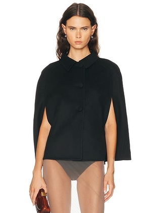 Valentino Compact Drape Cape Jacket in Nero - Black. Size 40 (also in 38, 42).