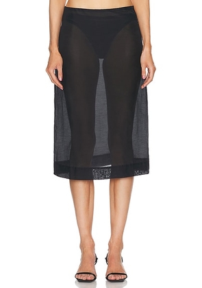 L'Academie Gabin Midi Skirt in Black - Black. Size XL (also in XS, XXS, S, M, L).