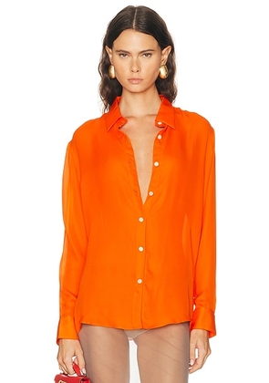 SPRWMN Mara Button Up Top in Orange - Orange. Size L (also in S, M).