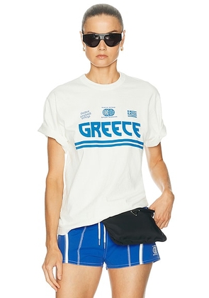 Made Some Sportswear Greece Tee in White & Blue - White. Size XS (also in S, L).