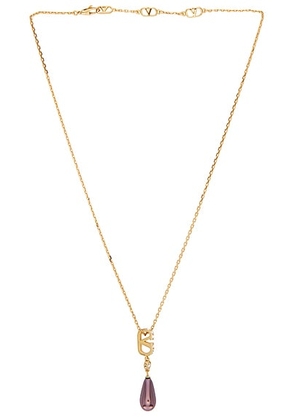 Valentino Garavani Vlogo Signature Necklace in Oro  Crystal  & Ciclamino - Purple. Size all.