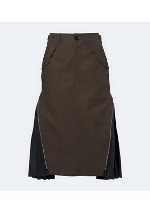 Sacai Pleated cotton midi skirt