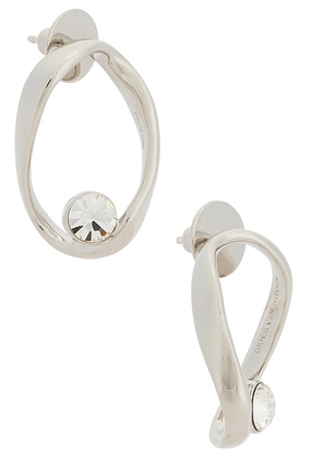 Dries Van Noten Handmade Loop Earrings in Black - Metallic Silver. Size all.