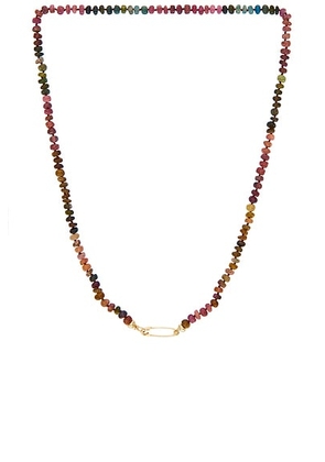 Loren Stewart Tourmaline Safety Pin Necklace in 14k Yellow Gold & Tourmaline Rondelle Beads - Metallic Gold. Size all.