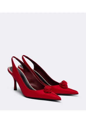 Magda Butrym Floral-applique satin slingback pumps