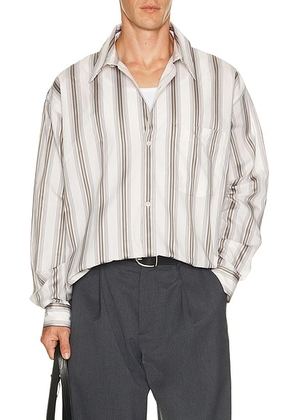 Won Hundred Maza Stripe Shirt in Rock Ridge - Grey. Size L (also in XL/1X).