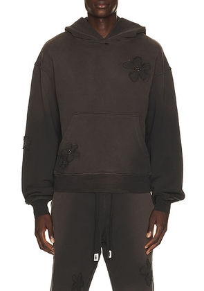 Nahmias Flower Patch Hoodie in Aged Black - Black. Size XXL/2X (also in L, M, S, XL/1X).